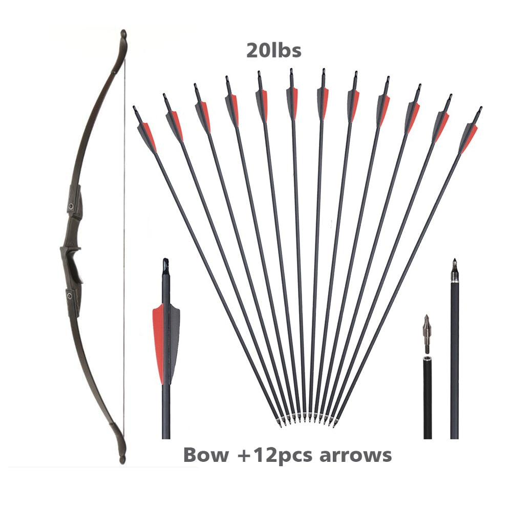 Archery 57 Recurve BLACK Bow Set Left/Right Hand 20-40 Lbs