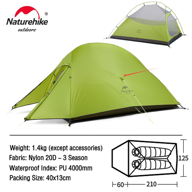 TENT "NATUREHIKE" Ultralight Nylon Camping Tent