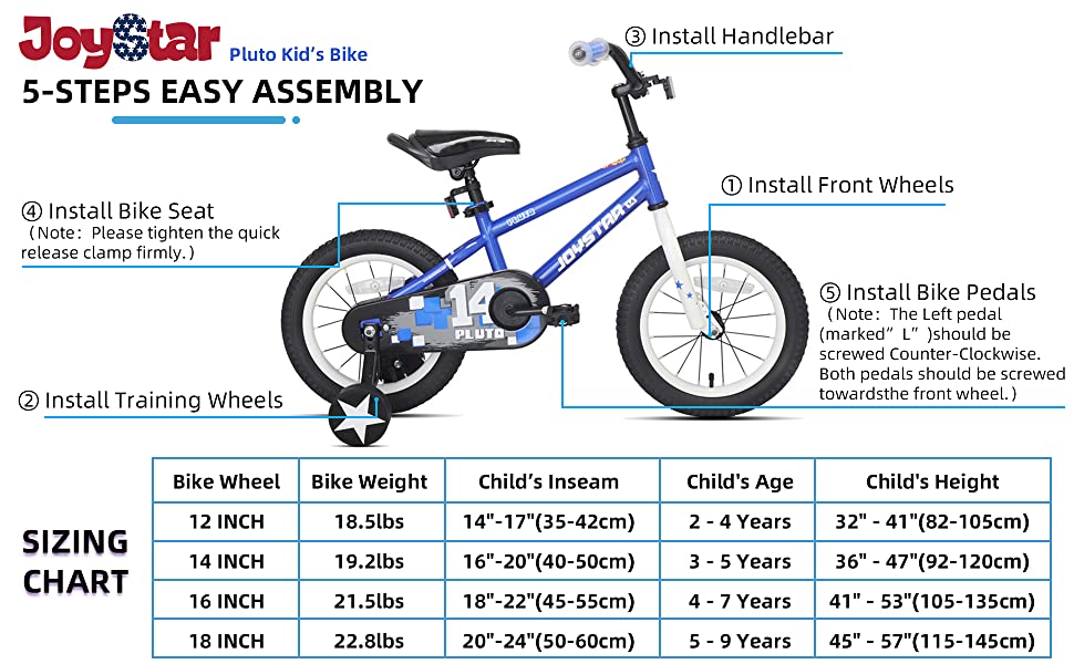 Children "JOYSTAR" Kids Bike,  2-13 Yr Olds