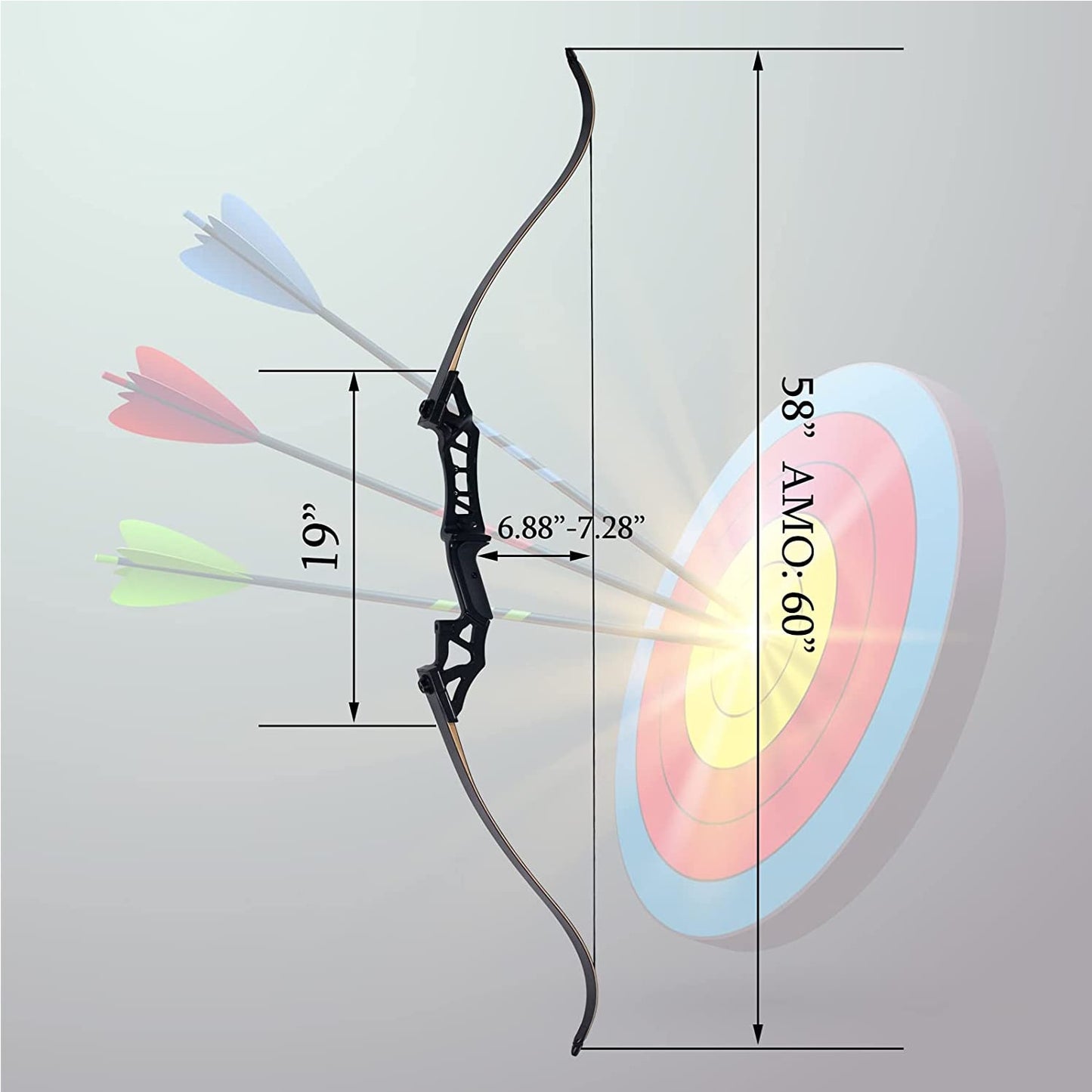 Archery R/H Hunting Bow Recurve 60 inch Metal Riser