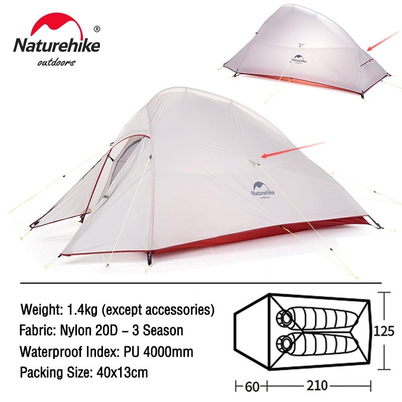 TENT "NATUREHIKE" Ultralight Nylon Camping Tent