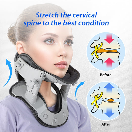 Neck Cervical Traction Device With Heating Pad IR Hot Compress Neck Massager Adjustable Neck Stretcher Posture Corrector