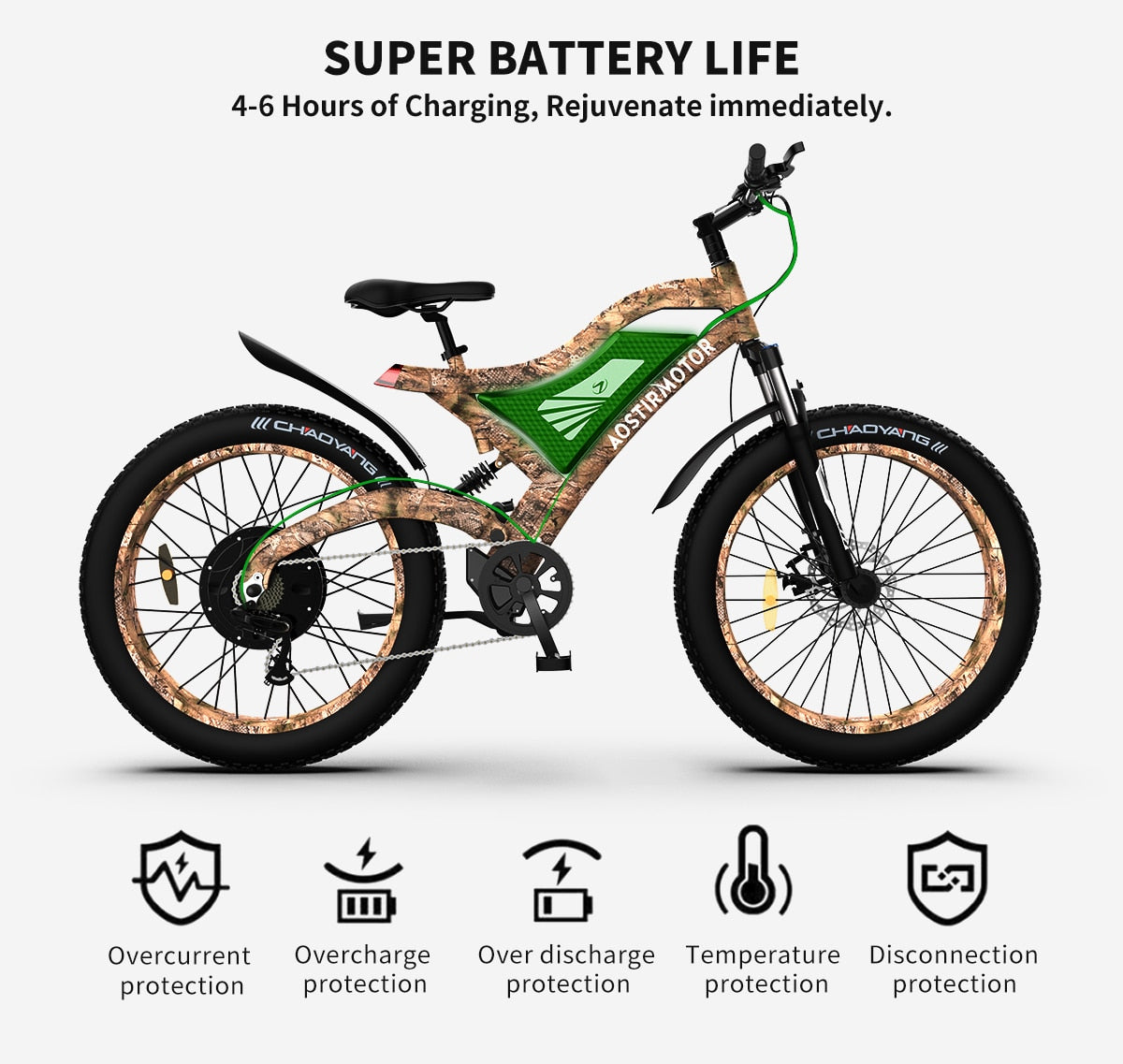 AOSTIRMOTOR ANNACONDA  Electric Mountain/Beach/City Cruiser E-Bike