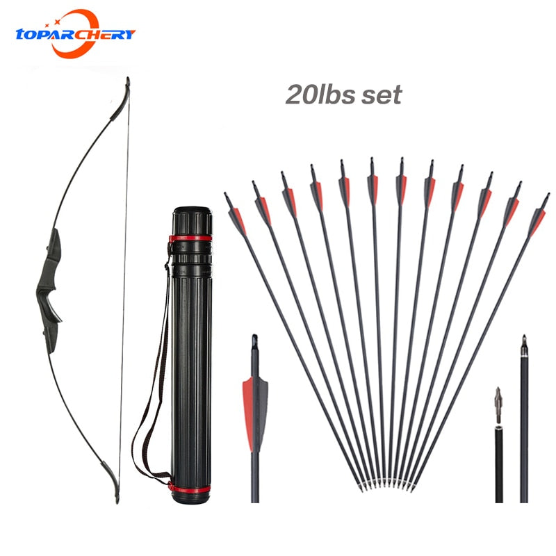 Archery 57 Recurve BLACK Bow Set Left/Right Hand 20-40 Lbs