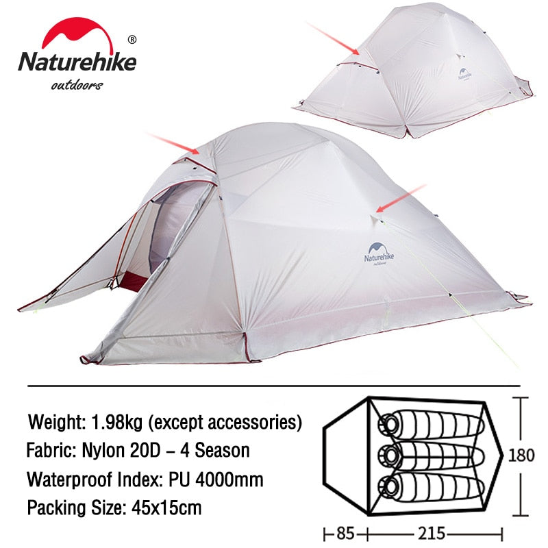 TENT "NATUREHIKE" Ultralight Nylon Camping Tent