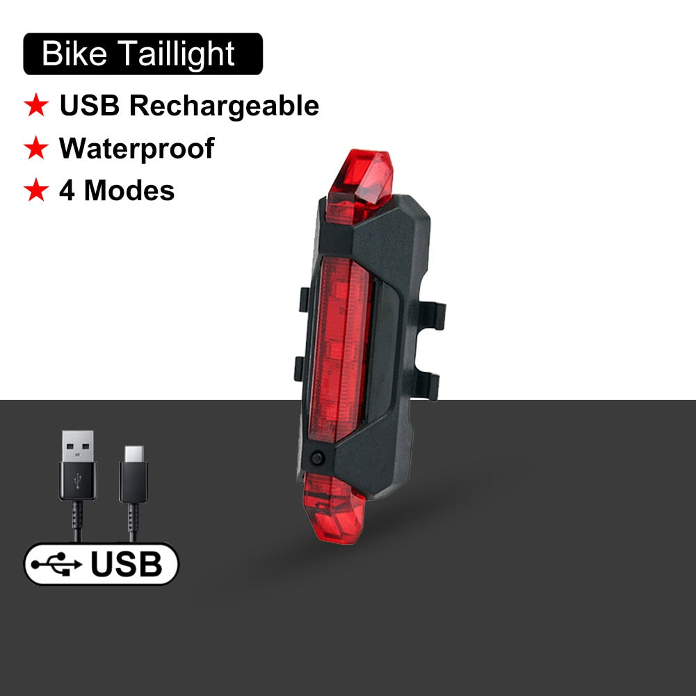 Bicycle Lumen Rear Light USB Rechargeable Waterproof Bike Taillight