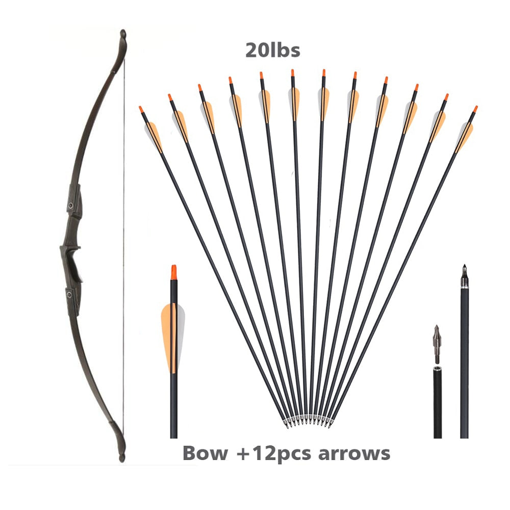 Archery 57 Recurve BLACK Bow Set Left/Right Hand 20-40 Lbs