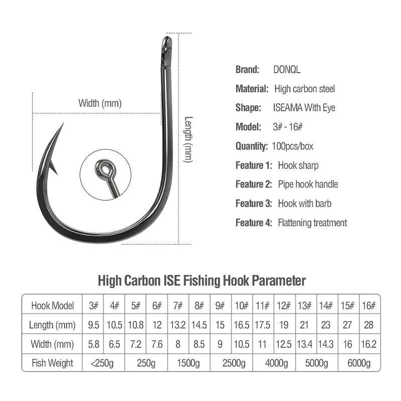 Carbon Steel Fishing Hooks (50 Pc)