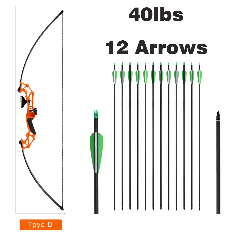 Archery Fiberglass/Aluminum Alloy Recurve Hunting Bow and Arrow Set